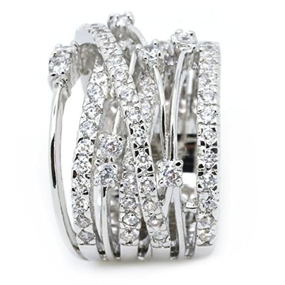 Multi Layer Exquisite Shiny Zircon Stackable Rings for Women, EVGG1310 - Picture 1 of 7